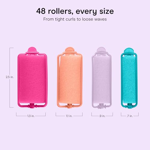 Hair Rollers for Heatless Curls Overnight (1 Count (Pack of 48) / Assorted)