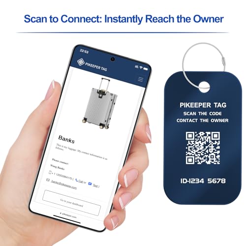 4 Pack Smart QR Code Luggage Tags (Black/Blue)