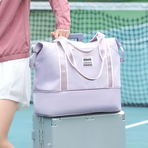 Weekender Duffel Bags for Travel Women Carry On Personal Item 18x14x8 Gym (A103-purple1-expandable / X-large)