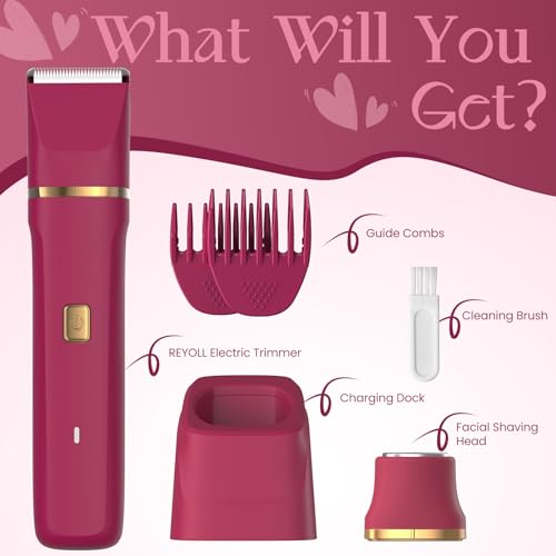 2-in-1 Bikini Trimmer for Women, Beach Essentials for Women (Berry Red)