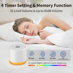 Portable White Noise Machine Mini Sound Machine with Light 30 Soothing Sounds Rechargeable for Adults Baby Kids Sleep Brown Noise Machine with Memory Function 4 Timers for Travel Camping Home Office (White)