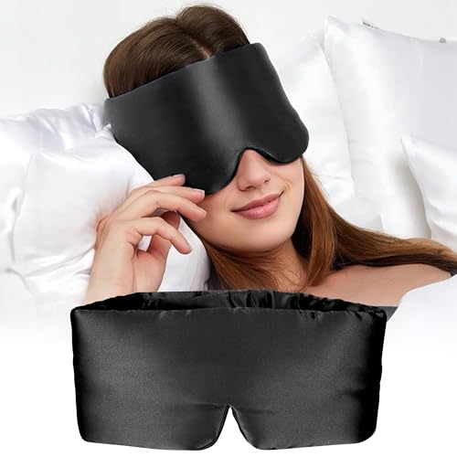 Silk Sleep Mask for Women and Men (Black)