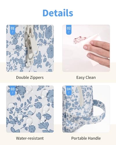 Clear Toiletry Bag for Women (X-Blue Flower)