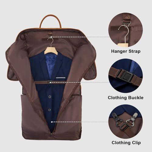 Garment Bag for Travel Large Carry on Garment Bags Men Women (Brown)