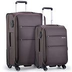 20 28 Inch 2 Piece Luggage Sets with Spinner Wheels Expandable Luggage Large Suitcases with Wheels Lightweight Travel Luggage Rolling Suitcase with Lock Softside Checked Luggage (Coffee / 2-Piece Set (20-Inch, 28-Inch))