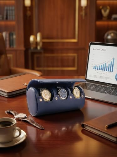 3 Watch Travel Case (Dark Blue / 3 Watch Case)
