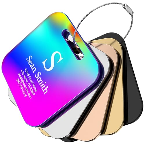 Personalized Engraved Gold Metal Luggage Tags for Suitcase (Gold / Square (2x2"))