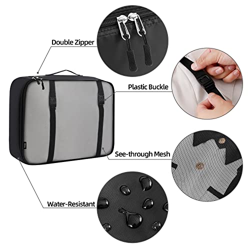 10 Set Packing Cubes Various Sizes Packing Organizer for Travel Accessories Luggage Carry On Suitcase (10-Black / 10 Set-full Mesh)