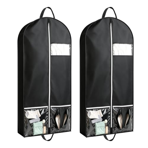 2 PCS 50" Black Garment Bags for Travel (Black-XL-2Pcs)