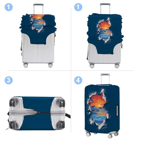 Sunset Luggage Cover Washable Suitcase Protector Anti (Sunset / M(24-26inch suitcase))