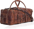 Large duffel bags for men holdall leather travel bag overnight gym sports Luggage weekend bag 20 Inch (20" Medium / TAN BROWN)