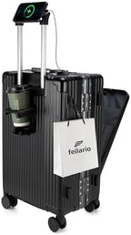 feilario 20in Aluminium Frame PC Hard Shell Spinner Wheels Luggage, Built-In by feilario