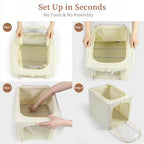 Clothes Storage Bins with Metal Frame for Closet (Beige / 40L)