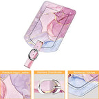 2 Pack Luggage Tags Leather Name ID Labels with Privacy Cover (Glittering Marble)