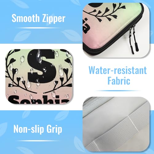 Custom Electronics Organizer Travel Case Personalized Name Initials Cable Charger Cord Tech Organizer Pouch Accessories Bag (Pink)