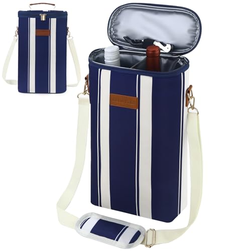 2 Bottle Insulated Wine Carrier Tote (Prussian Blue)