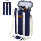 2 Bottle Insulated Wine Carrier Tote (Prussian Blue)