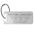 Personalized Luggage Tags for Suitcases (Grace Rectangle-silver)