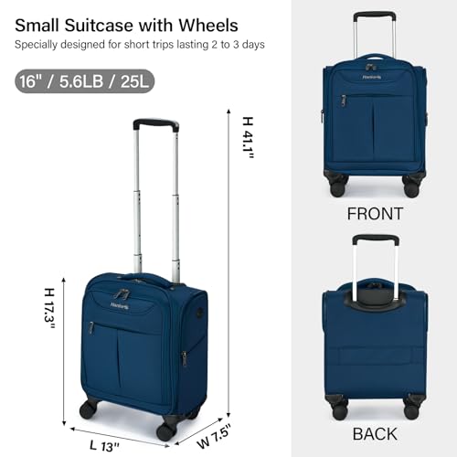 Underseat Carry On Luggage with Wheels (Blue / 16-Inch)
