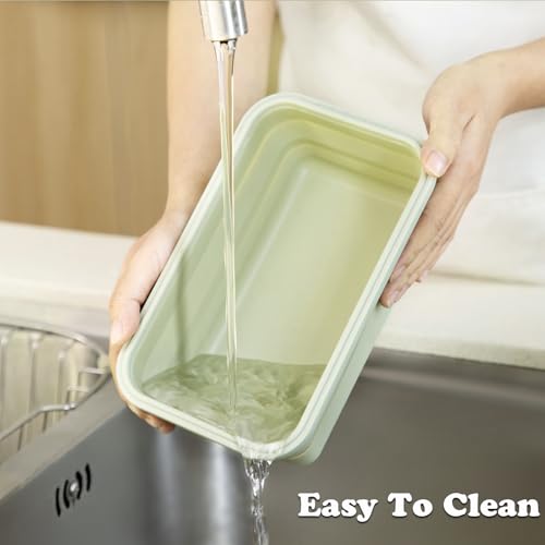 Collapsible Food Storage Containers with Airtight Lid & Air Vent (4x1200ml Lightgreen)