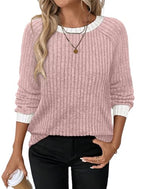 Plus Size Spring Clothes for Women Long Sleeve Cute Tops Blouses Fashion Clothing Fall Trendy Casual Oversized Tshirts Shirts Pink L (Large / 04-pink)