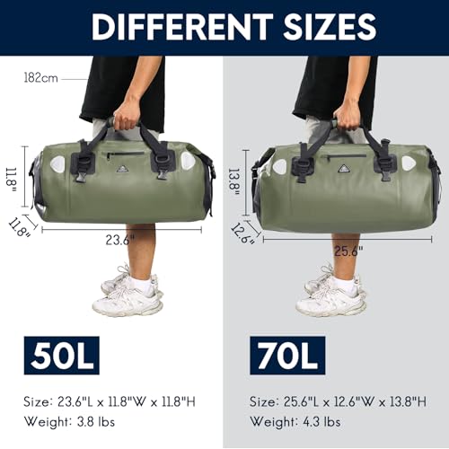 Waterproof Duffel Bag Roll (Army Green / 70L)