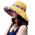 Women Summer Wide Brim Sun Hat Bucket Fishing Hats UV Protection (Medium / Qf001-yellow)