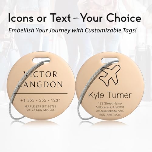 Customized Stainless Steel Luggage Tags (Elegant Circle-rose Gold)