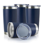 20oz Stainless Steel Tumbler Bulk with Lid (4 Count (Pack of 1) / Powder Navy)