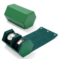 Green Leather Watch Roll Travel Case for Men (Green / 2-Slot)