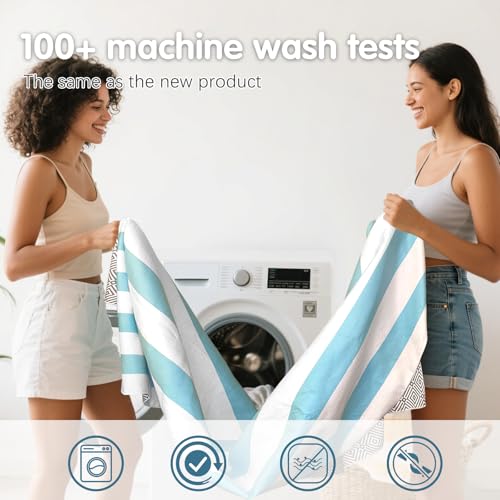 2 Pack Microfiber Beach Towel (2 Pack- Blue Brown / 75”x 35”)