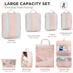 8 Set Compression Packing Cubes for Travel Gifts Mom Women (Beige)