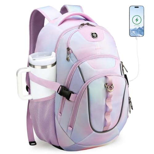 Design Backpack for Men with USB Charging Port SD803 (Pink Purple / Standard)