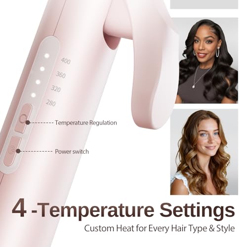 1.5 Inch Extra Large Curling Wand for Long Hair (Pink)