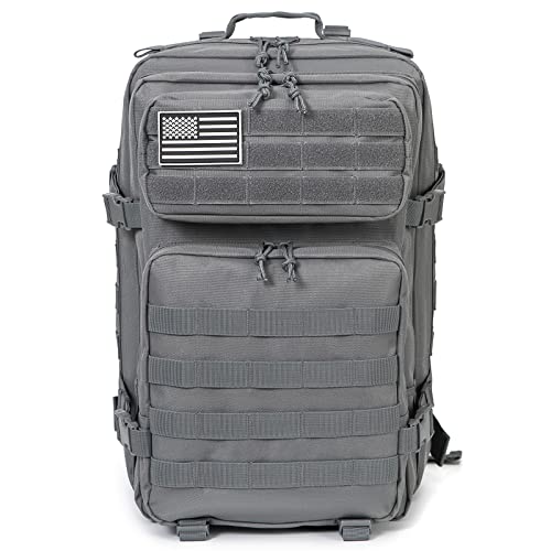 45L Military Tactical Backpack Molle Army Assault Pack CCW 3 Day survival Bug Out Bag Hiking Treeking Rucksack heavy duty backpack (3.0 Gray)