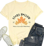 Fall Leaf Shirts 1779 Autumn Festival Short Sleeve Tee Tops (Medium / Apricot4)