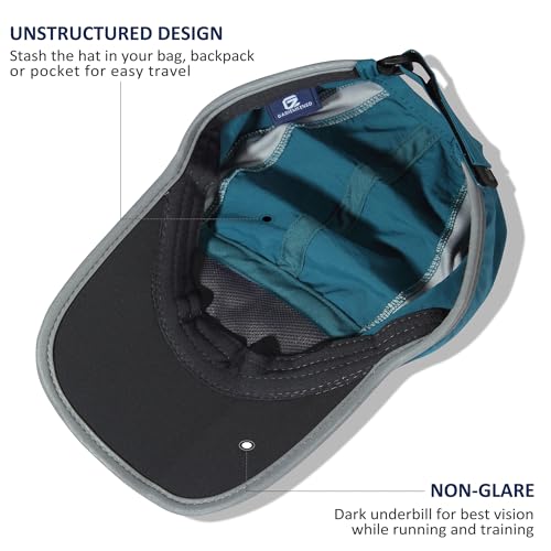Baseball Cap Nylon Running Cap Outdoor Sports Hat for Men Women Adjustable Quick Drying Reflective Foldable UPF50+ Breath Mesh Water Repellency Race Performance Lightweight Peacock Blue (6 7/8-7 1/2 / Peacock Blue)