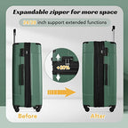 28" Expandable Checked Luggage Hardshell Suitcase with TSA Lock (Green Single / 28 Inch)
