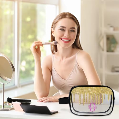 Personalized Clear Makeup Bag with Name (Yellow)