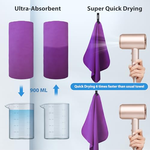 Microfiber Travel Sports Towel (Purple / S:16''x32''(2 Pcs))