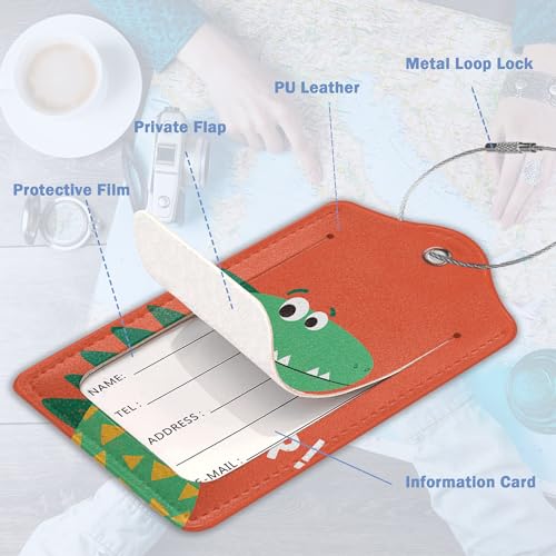 2 Pack Luggage Tags (Cute Cartoon Dinosaur)