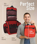 D&D Wanderlust Hanging Travel Toiletry Bag for Women & Men (Red)