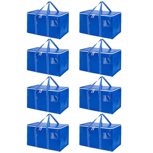 8 Pack Oversized Moving Bags with Reinforced Handles (Royal Blue / 8-Pack)