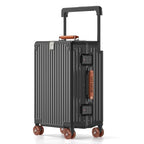 Aluminium Frame Carry on Luggage with Smooth Jelly Wheels (Grey& Brown / 21 inch)