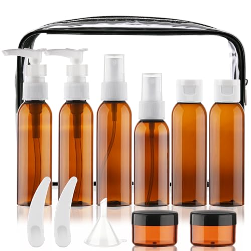 Travel Bottles for Toiletries 13 Pack TSA Approved Brown Bottles (Brown-13pcs)