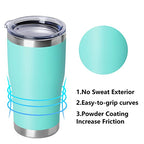 20oz Tumbler with Lid Stainless Steel Tumblers Bulk (Light Blue / 12 count)