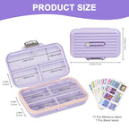 Travel Pill Organizer Box with Medicine Labels Purple (L / Purple)