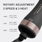 Dual Voltage Blow Dryer Brush Travel Hair Dryer Brush in One (50mm Oval / Black & Rose Gold)