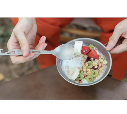 2 Piece Titanium Camping Sporks with Travel Bag and Carabiner (2 PACK SPORK)