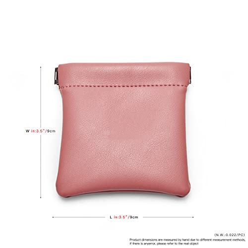 Pink PU Leather Jewelry Pouch Portable Travel Jewelry Storage Bag (Pink / 3.54"x3.54")